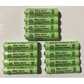 12-Pieces Size 1.2V AA(300/600/800mAh) Or AAA (600mAh/800mAh) and Ni-Cd/Ni-MH Rechargeable Battery for Solar Light and Solar Devices (1.2V AAA 600mAh Ni-MH)