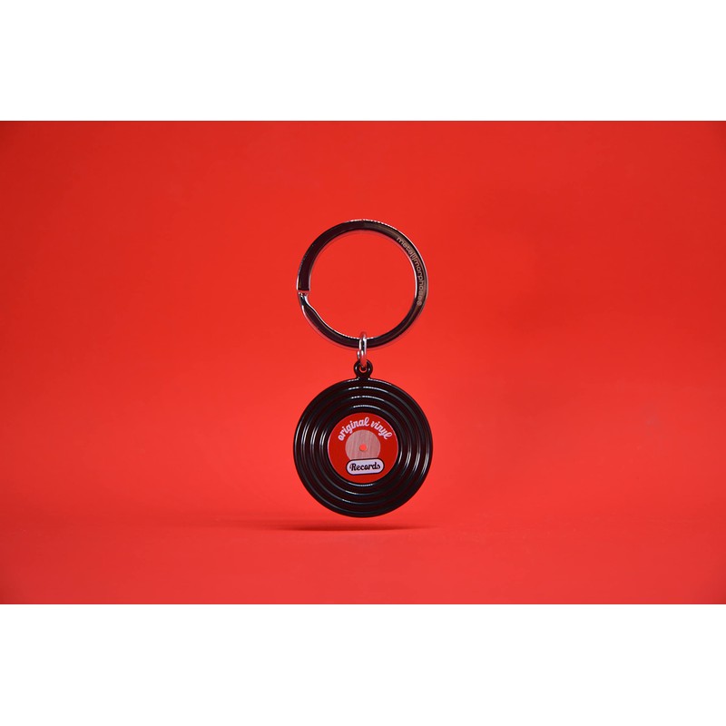 Key Chain Vinyl disch 3D. Record player Retro Music Black