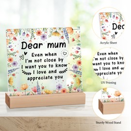 Funnli Gifts for Mum, Engraved Acrylic Plaque Mum Birthday Gifts, Desk Decor Sign Mum Gifts, Ideal Mothers Day, Birthday, Thanksgiving Day Gifts for Mum/Mummy from Daughter Son (Mum 1)