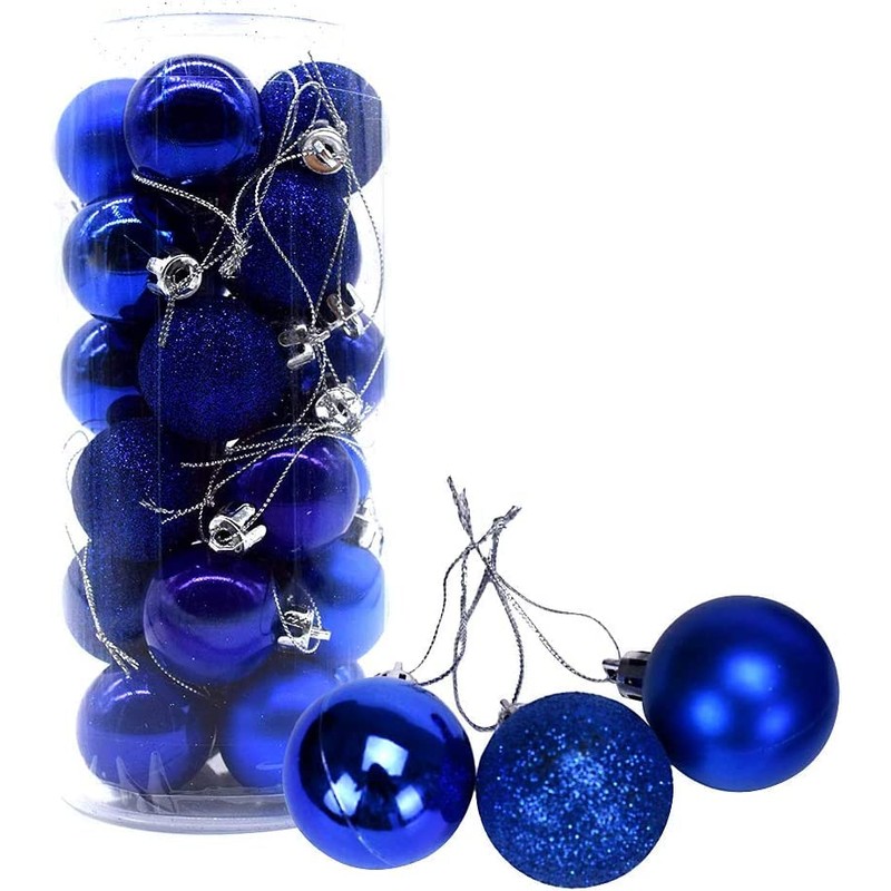 60mm/6Pcs Christmas Baubles Shatterproof Blue, Christmas Tree Decorations Ball Ornaments