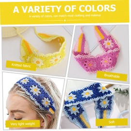 minkissy 3Pcs Floral Crochet Knitted Hairband for Women Head Accessories Yellow Blue Pink Stylish and Charming for All Seasons