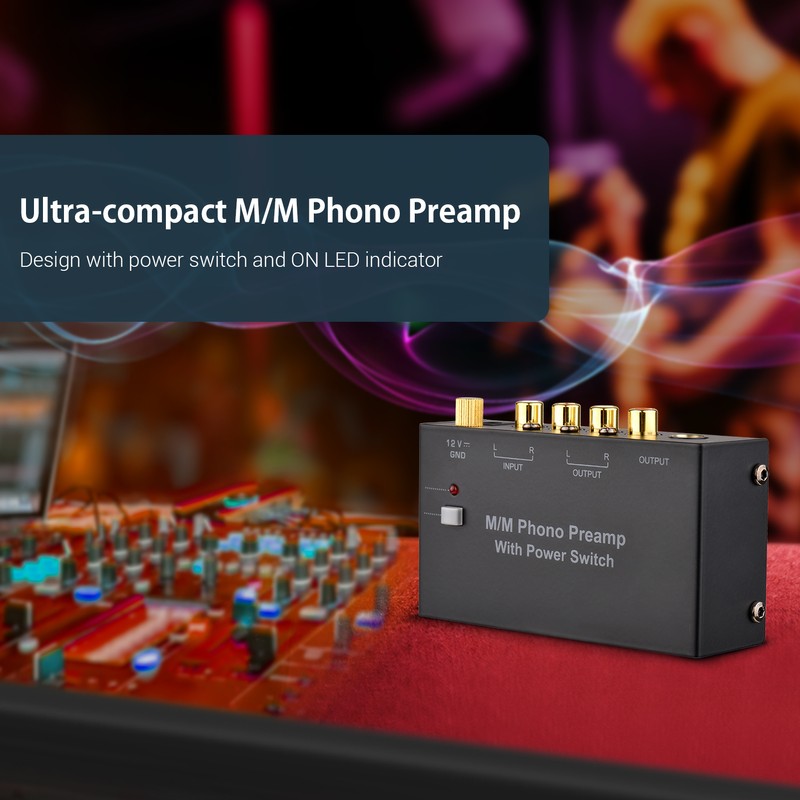 M/M Phono Preamp with Power Switch Ultra-compact Phono Preamplifier Turntable