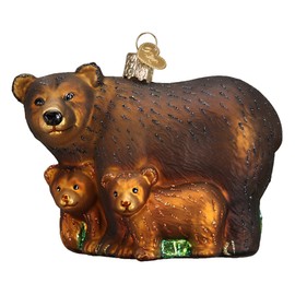 Old World Christmas Bear with Cubs Glass Blown Ornament