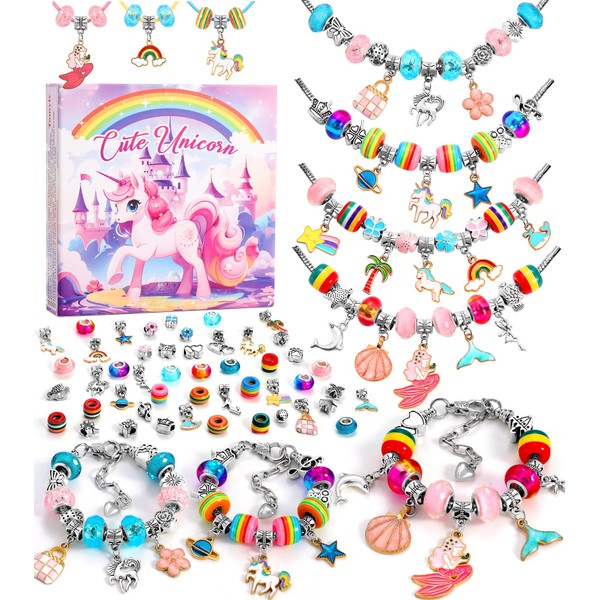Tomylv Bracelet Making Kit for Girls Jewellery Making Kit Girls Birthday Presents Christmas Gifts 5-12 Years Old Arts and Crafts for Kids Charm Bracelet Making Kit Stocking Fillers for Teenage Girls