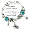 Falari Zodiac Charm Bracelet Multi-Color Slide Metal Murano Beads Silvertone