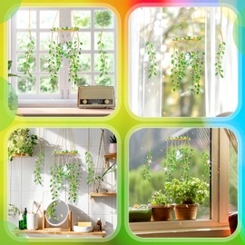 Suncalla 3 Pcs Crystal Suncatchers for Window Boho Decor Plant Sun Catchers Green Plants Artificial Hanging Wind Chime Sun Catchers with Chain Rainbow Indoor Outdoor Decor Plant Lover Gift