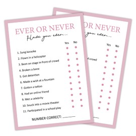 haipino Ever or Never - Birthday Party Games, Women's Night Games Party Decor Favor, 20 Game Cards Set, Birthday Games Cards for Teens Adults Daughter, Sleepover Party Supplies for Women -Y007