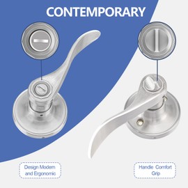 Supstron 10 Pack Privacy Door Handle, Brushed Nickel Reversible Door Lever Perfect for Interior Door and Closet, Traditional Wave Style Privacy Door Lock