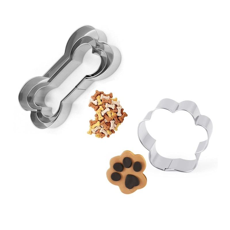 Cookie Cutters Paws Bows Set of 6 Stainless Steel Cookie