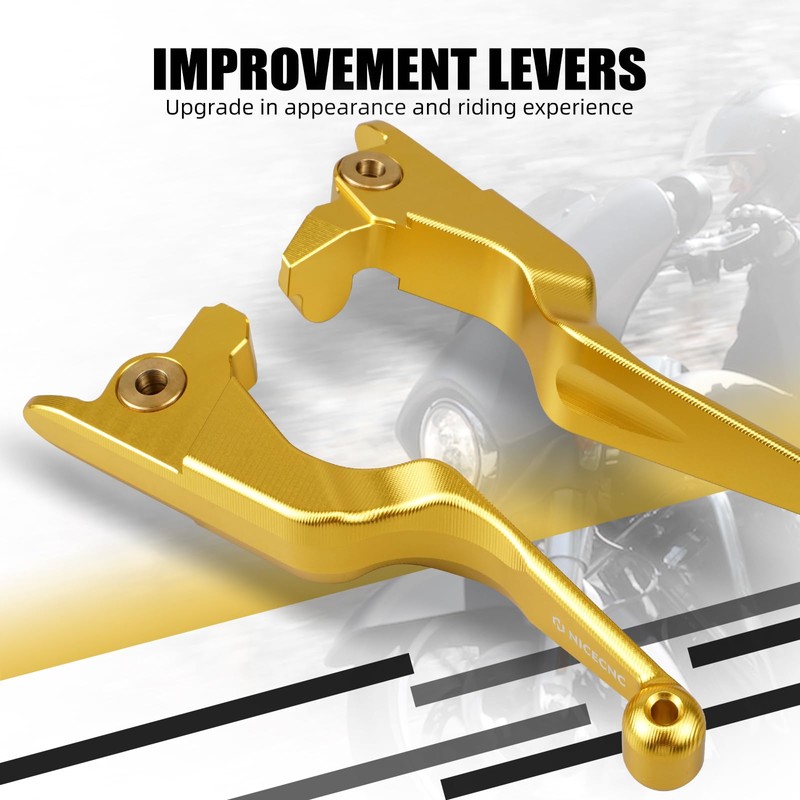 NICECNC Gold Hand Levers Brake Clutch Rod Compatible with Harley