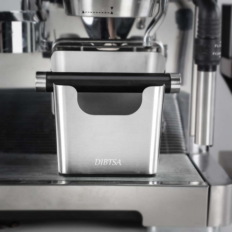 DIBTSA Knock Box Espresso, Stainless Steel Knock Box for Coffee