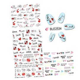 FOMIYES Valentine's Day Love Theme Nail Lips Heart Decals Women Nail Art Template Set Easy Peel