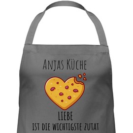 Geschenk mit Namen personalisiert by Shirtracer - Apron - Baking Apron - Love is the Most Important Ingredient with Name I Gift Baking I Gift Hobby Baker, 1 anthracite