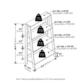 Furinno Ladder Bookcase Display Shelf, 4-Tier, Espresso