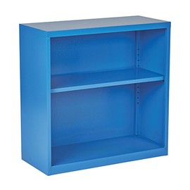 OSP Home Furnishings Metal Bookcase with 1 Adjustable Shelf, Blue Finish