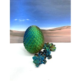 3D Printed Baby Dragon with Dragon Egg, Articulated Clover, Crystal, Easter, Rose, Gemstone, Orchid, Woodland Baby Dragon, Fidget ADHD Toy BD-Set-001 (Egg + Clover Baby Dragon, Orange Blue Green)