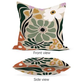 Retro 70s Groovy Hippie Colorful Flowers Floral Blossom Reversible Throw Pillow Covers Decorate Home Living Room Girls Room,18x18 Inch Spring Summer Cottagecore Pillowcase Set of 2