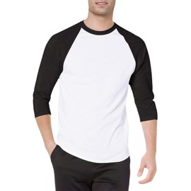 Soffe Men's Baseball Jersey T-Shirt, White/Black, Small