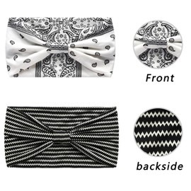 Wide Headbands for Women,3 Pcs Ladies Fashion Head Bands Boho Floral Print Knot Elastic Hair Bands Running Yoga Head Wrap Hairbands