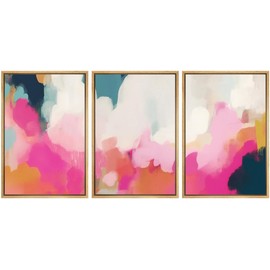 SIGNWIN Framed Canvas Print Wall Art Set Vibrant Abstract Contemporary Color Illustrations Modern Colorful Ultra for Living Room, Bedroom, Office - 16"x24"x3 Natural