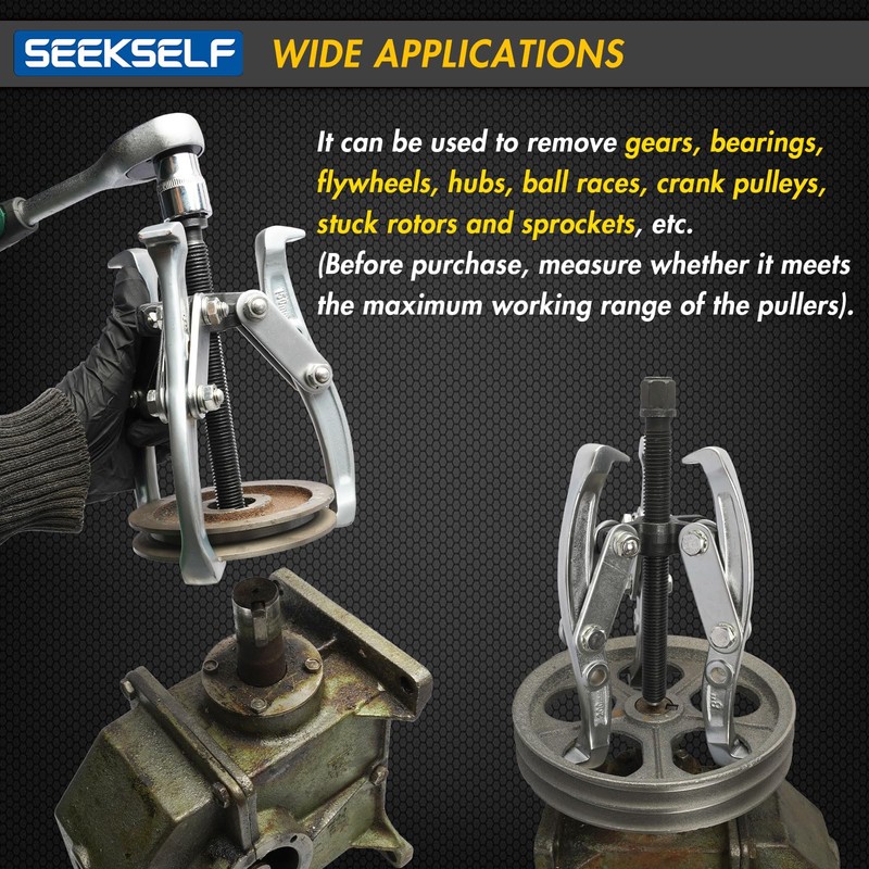 SEEKSELF 3" 4" 6" 8" Gear Puller Set, 2-Jaw/3-Jaw Bearing