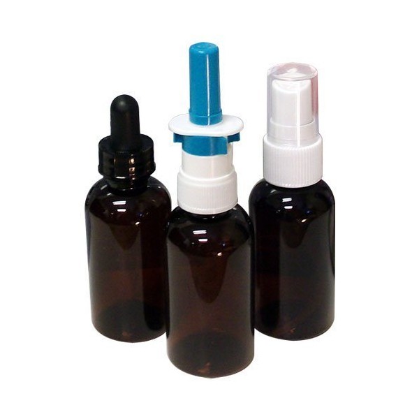 Sinus Applicator and Travel Kit, Amber Glass 3-Pack w/ 1oz Mist Sprayer, 1oz Nasal Sprayer, and 1oz Dropper