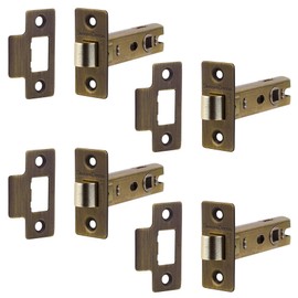 Decoranddecor 2.5 Inch Tubular Mortice Latch for Internal Doors, Fire Rated (4 Pack, 44-64mm, Antique Brass)