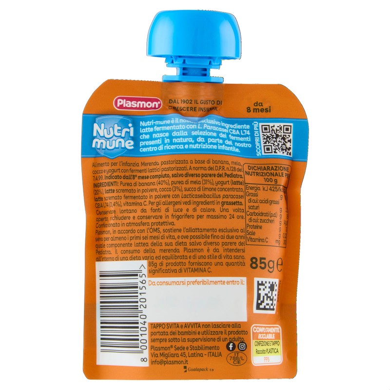 Frullato Nutrimune - Banana Cocco Yogurt 85g (6 pezzi)