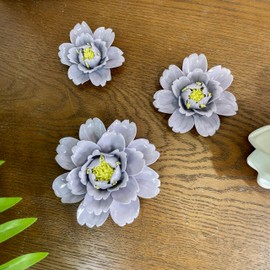 CEUYGT - Decoración de pared de cerámica hecha a mano, diseño de peonía, perfecto para decoración de sala de estar, recámara u oficina, peonía morada, 2.7 pulgadas (pequeño)