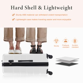 Sweetcrispy Carry on Luggage,Hard Shell Expandable Double Spinner Rolling Wheels Suitcase,TSA Lock, Milky-White, 20 Inch