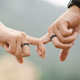 Mabohity Men's Women's Titanium Ring, Matte Black, 6 mm/8 mm Wide, Wedding, Engagement, Friendship, Partner Ring, Couple Rings, Size 47 to 72, Titanium