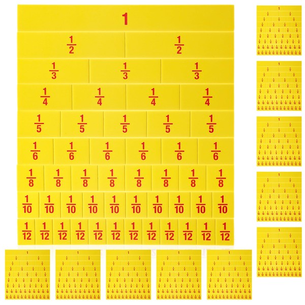 Jenaai 10 Sets of 51 Pcs Fraction Tiles Fraction Manipulatives