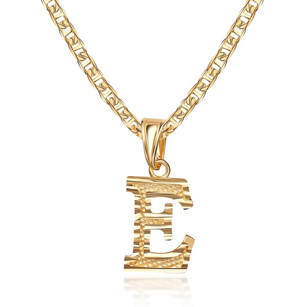Barzel 18K Gold Plated Initial Necklace with Diamond Cut Initial,18"