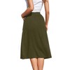 Ladybranch Midi A-line Skirt Elastic Waist Button Front Skirts with