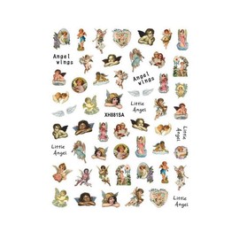 Little Angel Nail Sticker God's Love Protection Moon Wings Love Arrow Heart Rose Xh881Sa Nail Wraps Art Stickers Manicure Supplies for Women for Home Nails Full Long Lasting Easy Apply and Remove