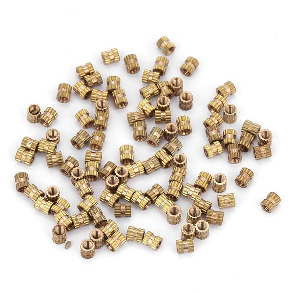 Insert Nut Embedded Nut M2.5 Round Brass Cylinder Knurled Wood Furniture Assorted Connector Drive Screw Embedded Nut Bolt Fastener Tool (M2.5*4*3.5 (100pcs))