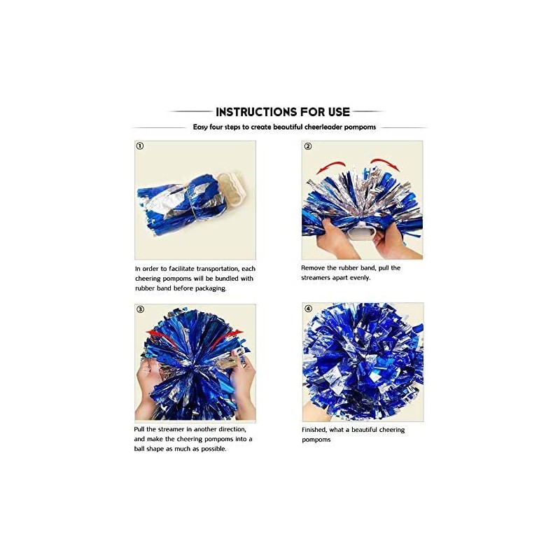 PUZINE 4 Pack 13" Cheerleading Metallic Foil & Plastic Ring