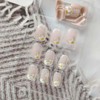 Flower Press on Nails Short Square Fake Nails 24pcs French