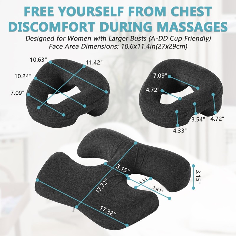 Hdenmist Face Down Massage Pillow for Sleeping, Non-Slip Bottom