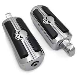 HTTMT - Motorcycle Chrome Male Peg Mount Pair Skull Foot Pegs RestÂ Compatible with H-D Touring Model [P/N: MT216-051-CD(OLD)]