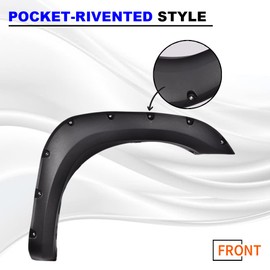 4PCS Front and Rear Fender Flares Compatible with Nissan Titan 2004-2015 Textured Black Pocket Rivet Bolt Style Wheel Protector