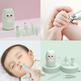 Multifunctional Baby Nail Kit, Cute Owl Case, Green Baby Nail Clippers, Scissors, Nail File & Tweezers, Infant Manicure & Pedicure Set, Safe Grooming Tools for Newborns & Toddlers