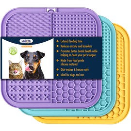 LUKITO 3PCS Licking Mat for Dogs & Cats with Suction Cups, Dog Peanut Butter Lick Pads for Anxiety Relief & Boredom Reducer, Slow Feeder Dog Bowls, Perfect for Bathing, Grooming and Training