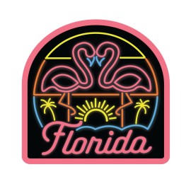 Retroplanet Vinyl Sticker; Florida Flamingos Die Cut Vinyl Sticker, Retro Decal