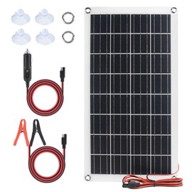 20W Solar Battery Charger & Maintainer - Waterproof 12V Solar Panel w/Smart 3-Stage Protection, Cigarette Lighter + Crocodile Clips for Car RV Boat Marine
