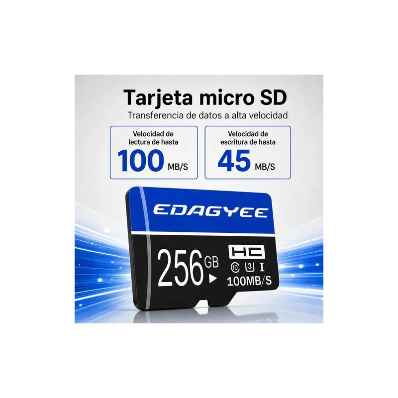Pack 2 MicroSD EdaGyee de 256 GB Clase 10 U3