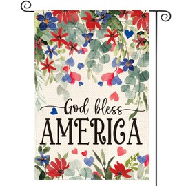 AVOIN colorlife Memorial Day Patriotic 4th of July Garden Flag 12x18 Inch Double Sided, God Bless America Flowers Yard Outdoor Decoration