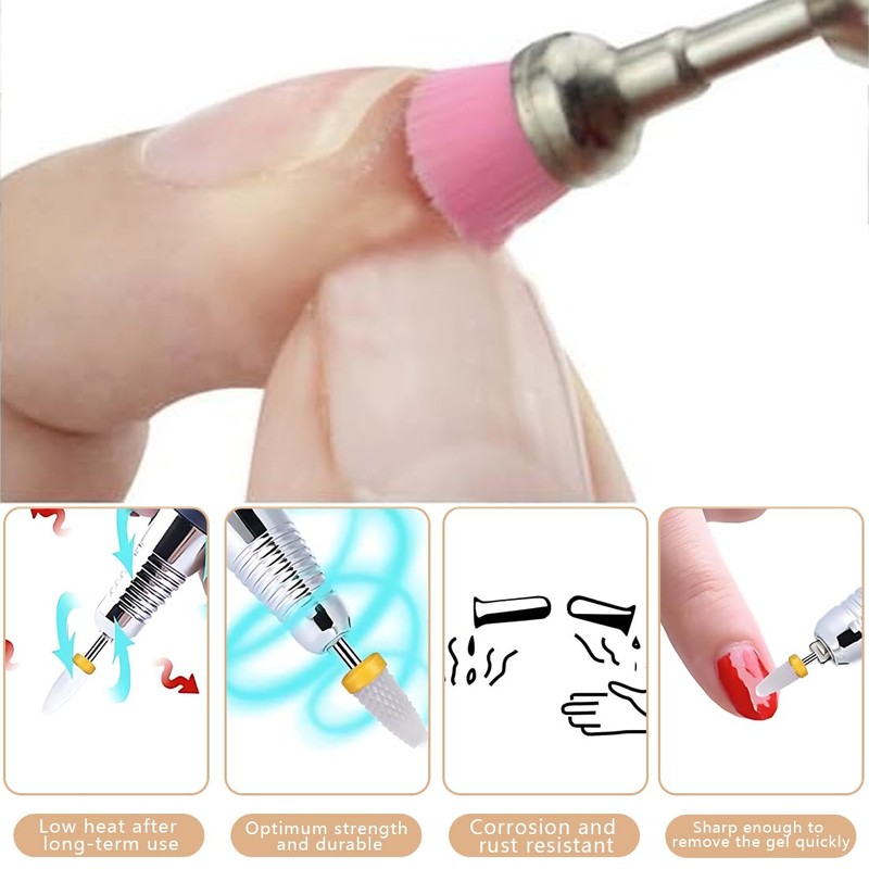 4-Piece Ceramic Nail Drill Set in Corn Shape Professional 3/32