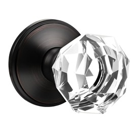 Lepushom 1 Pack Clear Crystal Door Knob, Inspired Decorative Oil Rubbed Bronze Door Knobs for Interior Doors, Unique Fancy Glass Dummy Knobs for Closets and Storerooms