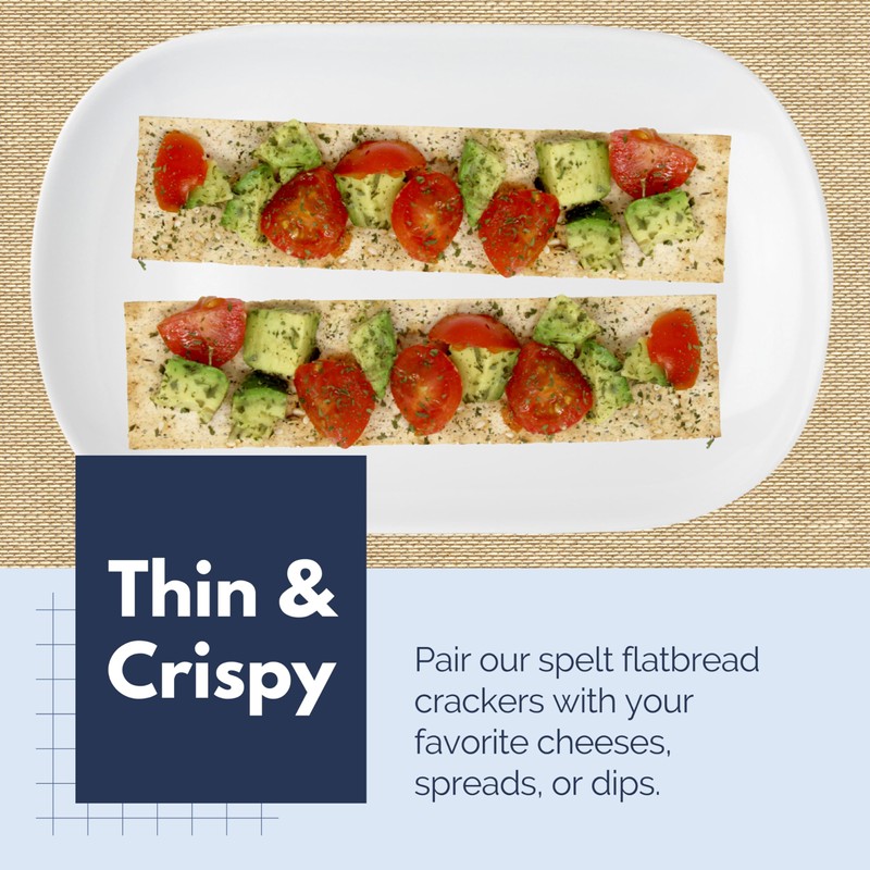 Snacktery Spelt Everything Flatbread Crackers - All Natural Spelt Crackers